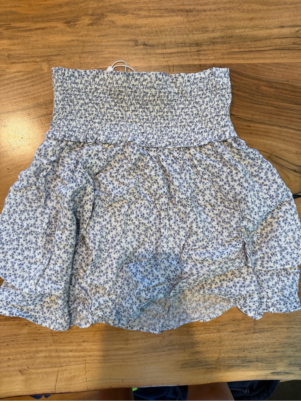 Rails White and Blue Floral Smocked Mini Skirt